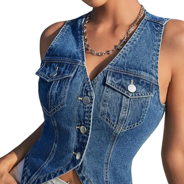 cropped denim vest